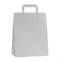Papir bæreposer hvite med flate håndtak 260x155x340 mm | 16 liter | 90 gr. hvit 